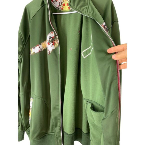 Mens Five Pointz Green Hip Hop Golf Jacket Sakura Stand Collar 2XL Full Zip 5292 - Picture 4 of 6